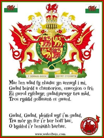 Welsh national anthem... Learning Welsh, Welsh National Anthem, Welsh Sayings, Welsh Mythology, Y Ddraig Goch, History Of Wales, Welsh Heritage, Welsh Ancestry, Learn Welsh