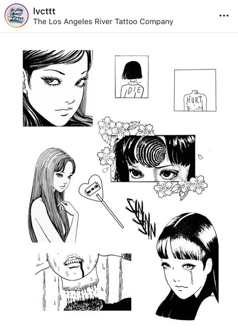 Junji Ito Flash Tattoo, Tomie Tattoo Design, Tommie Tattoo, Junji Tattoo, Junji Ito Sketch, Junji Ito Tattoo Ideas, Vampire Knight Tattoo, Tomie Tattoo, Junji Ito Tattoo