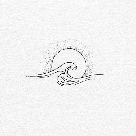 Waves Tattoo Minimalist, Tattoo Cute, Tattoo Minimalist, Ocean Tattoos, Waves Tattoo, Ocean Wave, Minimalist Tattoo, Cute Tattoos, Small Tattoos