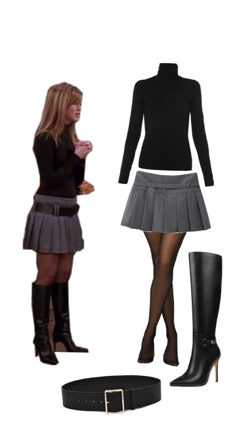 #rachelgreen #friends #outfits Friends Outfits 90s, Friends Rachel Outfits, Estilo Rachel Green, Friends Outfits, Rachel Green Outfits, Modesty Outfits, Grey Skirt, London Outfit, Stylish Work Attire