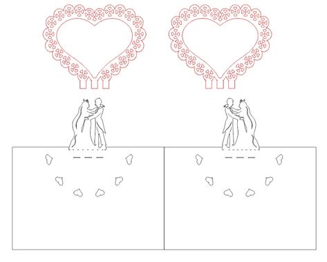 Pop Up Card Pattern Couple under the Heart (SMALL) Wedding Pop Up Cards Template, Disney Inspired Wedding Dresses, Pop Up Flower Cards, Diy Pop Up Cards, Pop Up Card Templates, Disney Inspired Wedding, Origami And Kirigami, Card Pattern, Cards Templates