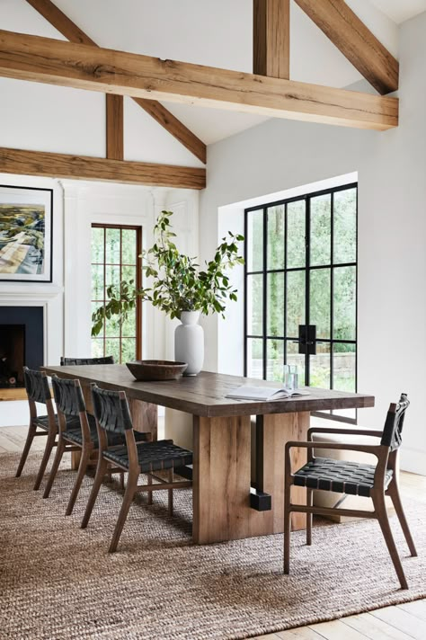 Dining Room Table Decor, Williams Sonoma Home, Dining Room Inspiration, Restaurant Interior Design, Rectangular Dining Table, Side Chairs Dining, Dining Room Design, Room Table, Open Plan