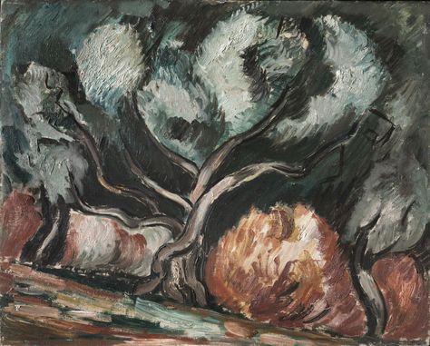 "Landscape No. 1 (Trees, Vence)," Marsden Hartley, ca. 1925-1926, oil on panel, 14 5/8 x 18 1/8", Philadelphia Museum of Art. Marsden Hartley, American Painters, Philadelphia Museum Of Art, High Quality Art Prints, Find Art, Framed Artwork, No 1, Philadelphia, Giclee Print