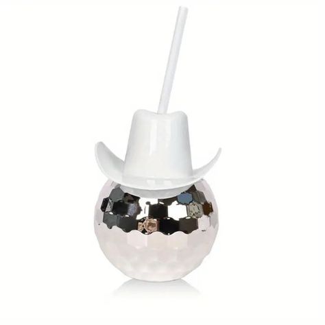 Western Cowboy Disco Tumbler Hat Lid Straw Glitter Disco - Temu White Cowgirl Hat, Cowboy Disco, Cup Pictures, Disco Ball Cup, Disco Decorations, Western Theme Party, Wedding Bottles, Straw Cup, Water Party