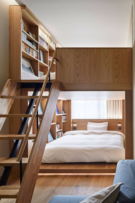 Rustic Bunk Beds, Muji Hotel, Muji Home, Small Room Design Bedroom, Hotel Room Design, Furniture Small Spaces, Small Room Design, Hotel Interiors, Loft Design