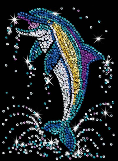 Sequin Art Blue, Dolphin, Sparkling Arts and Crafts Picture Kit @ kccyberinternet.com Creative Crafts For Adults, Sequin Art, Rhinestone Designs Pattern, Dolphin Art, Blue Dolphin, Sequin Crafts, Quilled Creations, Mosaic Art Projects, Bling Wallpaper