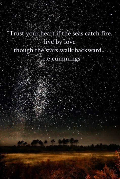 Love. Trust Your Heart If The Seas Catch Fire, Tragic Quotes, Hopelessly Romantic, Ee Cummings, E E Cummings, Lettering Ideas, Birthday Stuff, Journal Quotes, The Night Sky