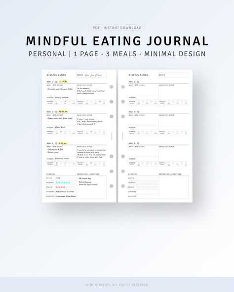 Workout Tracker Printable Food Journal Intuitive Eating, Diary Tracker, Eating Journal, Meal Diary, Nutrition Journal, Food Journal Printable, Habit Journal, Food Journal Template, Food Diary Template