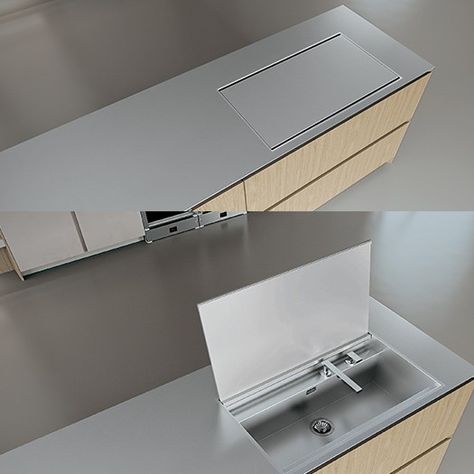 Sink In Kitchen, Hidden Kitchen, Sales Office, Counter Space, In Kitchen, Sink In, Kitchen Stuff, Stove Top, Kitchen Sink