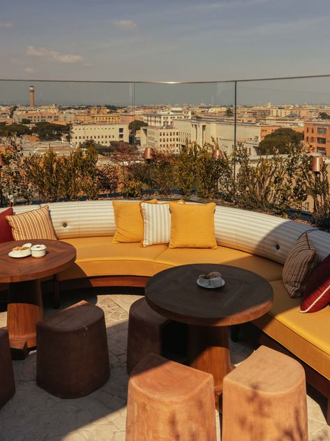 Soho House | Cecconi’s Terrazza opens on the Soho House Rome roof Soho House Terrace, Soho House Rooftop, Roof Garden Restaurant, Soho House Pool, Soho House Rome, Soho House Interiors, Restaurant Balcony, European Houses, Soho Beach House