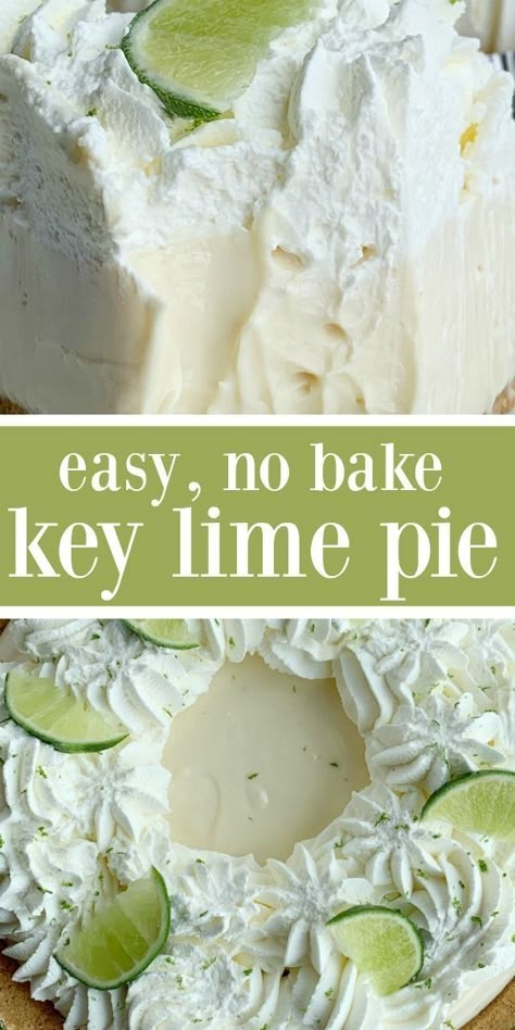 No Bake Key Lime Pie | Key Lime Pie | No Bake Desserts | Quick & easy Key Lime Pie is so easy to make and no baking required! A creamy, smooth, and sweet key lime cheesecake filling inside a prepared graham cracker crust. Garnish with key lime whipped cream for the best no bake dessert. #recipeoftheday #nobake #nobakedesserts #easydesserts #dessertideas #easterrecipes #keylimepie by elinor No Bake Desserts Quick, Lime Pie No Bake, Key Lime Pie No Bake, Key Lime Whipped Cream, Pie Key Lime, No Bake Key Lime Pie, Easy Key Lime Pie, No Bake Key Lime, Pie No Bake