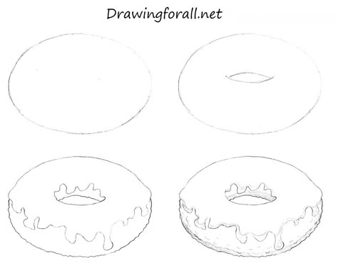 How to Draw a Donut http://www.drawingforall.net/how-to-draw-a-donut/ Donut Drawing, Draw Food, 귀여운 음식 그림, Drawing Lesson, Food Illustration Art, Doodle Images, 강아지 그림, Drawing Tutorial Easy, Food Drawing