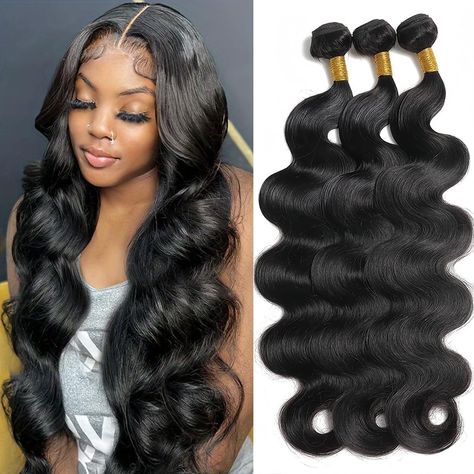 PRICES MAY VARY. Body Wave Human Hair Bundles Material: 100% Unprocessed brazilian virgin human hair bundles, body wave hair extension no synthetic hair or animal hair mixed, healthy and natural, looking just like your own hair. Body Wave Bundles Human Hair Quality: 12A Brazilian virgin wavy bundles human hair double machine weft, hand tied, full and smooth with healthy hair ends, shiny&bouncy, soft &thick, tangle free, shedding free, unprocessed natural color. 3 Bundles Human Hair Body Wave : B Wavy Bundles, Human Hair Bundle, Good Hair Store Bundles, Best Human Hair Bundles On Amazon, Body Wave Weave, Body Wave Hair Extensions, Straight Human Hair Bundles, Virgin Hair Bundles, Black Hair Extensions