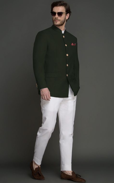 Discover the enchanting Emerald Haven, a stunning Wool Jodhpuri Suit that embodies elegance and comfort. Crafted from the finest materials in Wyoming's Forest Collection, this exquisite piece combines traditional craftsmanship with contemporary style. The rich emerald hue evokes the serenity of nature, perfect for any occasion. Wedding Jodhpuri Suits Men, Jodhpuri Suits For Men Wedding, Green Suit Jacket, Celebration Outfit, Suit For Men Wedding, Jodhpuri Suits, Jodhpuri Suits For Men, Jodhpuri Suit, Stylish Mens Suits