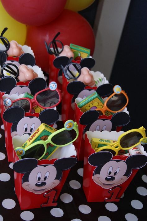 Mickey Mouse Party Favors, Mickey Mouse Party Decorations, Popcorn Favor, Mickey Mouse Birthday Decorations, Mickey 1st Birthdays, Mickey Mouse Bday, Twodles Birthday, Mickey Mouse Themed Birthday Party, Mickey Mouse First Birthday