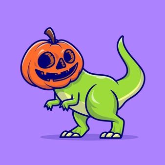 Dino Pumpkin, Pumpkin Canvas Painting, Dinosaur Halloween, Cute Zombie, Pumpkin Drawing, Cute Dino, Halloween Cartoon, Dinosaur Drawing, Door Decorating