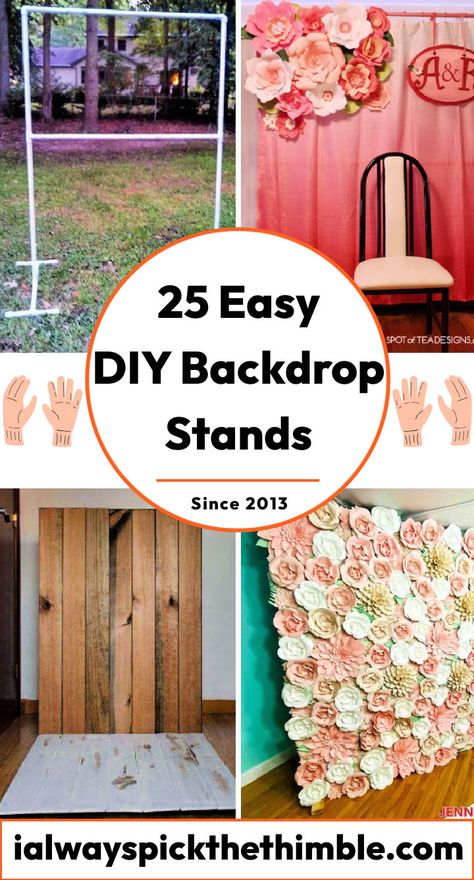 25 DIY Backdrop Stand Ideas: Make Easy Photo Backdrop Stands Diy Wedding Backdrop Frame, Pvc Photo Backdrop Diy, Diy Backdrop Decorations, Diy Photo Backdrop Frame, Diy Photography Backdrop Stand, Diy Table Arch Stand, How To Make A Backdrop For Pictures, Backdrop Stands Diy, Pvc Pipe Photo Backdrop