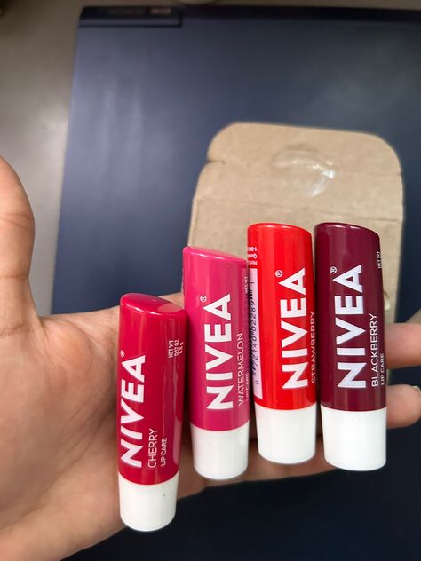 Lipbalm Nivea, Nivea Products, Nivea Lip Balm, Cute Nail Polish, Cherry Strawberry, Alat Makeup, Lip Balm Collection, Cherry Lips, Lip Gloss Collection