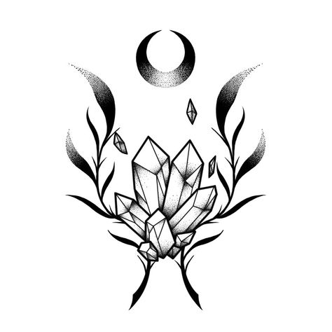 Crystal Tattoo Ideas Simple, Crystals Tattoo Ideas, Small Crystal Tattoo, Witch Tattoo Ideas Witchcraft, September Tattoos, Crystal Tattoo Design, Crystal Tattoo Ideas, Crystals Drawing, Crystals Tattoo