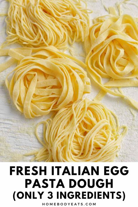 I've been wanting to learn how to make fresh pasta dough ever since getting back from my trip to Italy. This recipe is an authentic Italian fresh pasta recipe with eggs and egg yolks. It was pretty easy to make and it tasted so delicious! I don't think I'll ever go back from eating traditional Italian pasta. You really need to try this dough recipe. Pasta With Egg Yolk, Fresh Pasta Dough Recipe, Egg Pasta Dough, Fresh Pasta Recipe, Egg Pasta Recipe, Recipe With Eggs, Traditional Italian Pasta, Make Fresh Pasta, Noodle Recipes Homemade