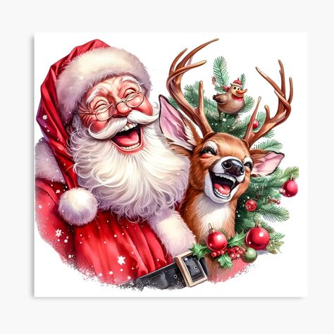 Get my art printed on awesome products. Support me at Redbubble #RBandME: https://www.redbubble.com/i/canvas-print/Santa-and-Rudolph-Cute-funny-Christmas-festive-design-by-SideKickCreates/155436552.5Y5V7?asc=u Santa And Rudolph, Santa Canvas, Christmas Canvas, Festive Design, Featured Art, Funny Christmas, Christmas Humor, Print Images, Science Poster