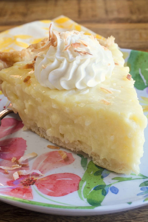 A slice of coconut cream pie with a dollop of whipped cream on top. Best Coconut Cream Pie, My Country Table, Cream Of Coconut, Coconut Cream Pie Recipes, Coconut Desserts, Coconut Pie, Country Table, Cream Pie Recipes, Spring Desserts