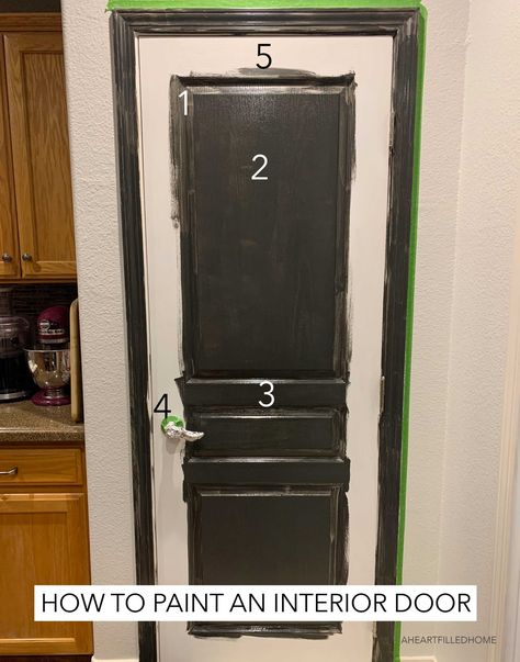 Painted Pantry Doors, Interior Door Makeover, Painted Pantry, Pantry Interior, Kitchen Cabinet Interior, Diy Interior Doors, Kitchen Pantry Doors, Door Makeover Diy, Painted Interior Doors