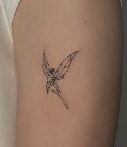 Fairy Tattoo Side Rib, Curly Hair Fairy Tattoo, Fairy Ankle Tattoo, Fairy Hip Tattoo, Fairy Tattoos For Women, Swimsuit Tattoo, Bts Tattoo, Basic Tattoos, Bts Tattoos