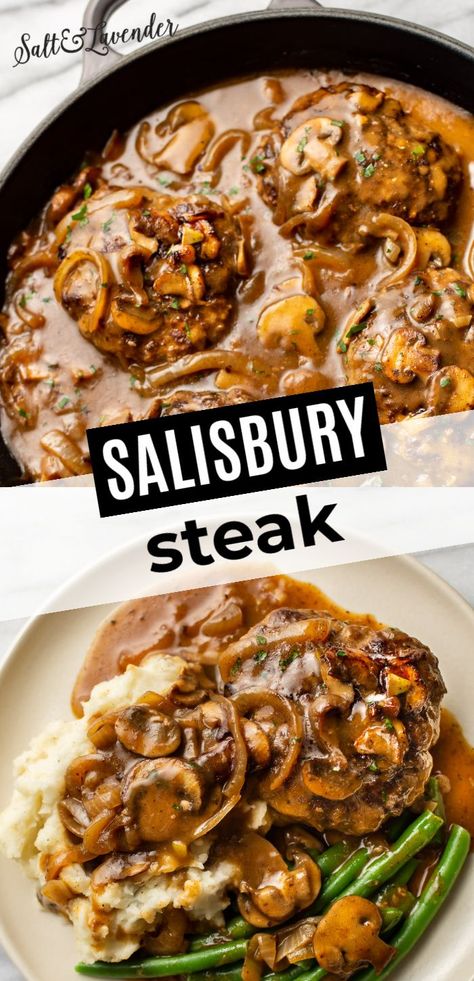 Simple Salisbury Steak, Easy Salisbury Steak Recipe, Best Salisbury Steak Recipe, Homemade Salisbury Steak, Easy Salisbury Steak, Recipe With Ground Beef, Salisbury Steak Recipe, Salisbury Steak Recipes, Easy Steak Recipes