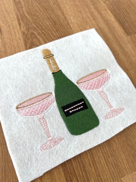 Champagne and pink crystal glasses - Machine Embroidery File design - 4x4 hoop - Wedding Embroidery 4x4 Embroidery Projects, Champagne Embroidery, Wedding Embroidery, Crystal Glasses, File Design, Embroidery Motifs, Sewing Project, Pink Crystal, Embroidery Projects