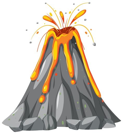 Volcano with lava in cartoon style | Premium Vector #Freepik #vector #volcano #cartoon-drawing #volcano-eruption #eruption Volcano Cartoon Drawing, Volcanoes Drawing, Lava Drawing, Volcano Clipart, About Volcano, Volcano Drawing, Volcano Pictures, Crocodile Cartoon, Erupting Volcano