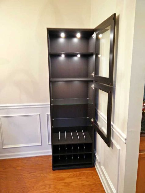 Curio Cabinet Ikea, Liquor Cabinet Ikea, Ikea Bar Cabinet, Cabinets Ikea, Bar Furniture For Sale, Small Bars For Home, Liquor Storage, Ikea Bar, Cabinet Build