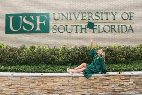 graduation photo picture idea at USF - University of South Florida Usf Graduation, Graduation Vibes, College Grad Pictures, Grad Picture Ideas, College Grad Photos, Graduation Pic Ideas, Graduation Shoot, College Graduation Pictures Poses, College Graduation Photoshoot