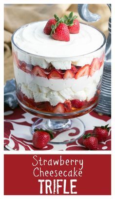 Strawberry Cheesecake Trifle Recipe, Strawberry Cheesecake Trifle, Trifle Bowl Recipes, Chocolate Pecans, Trifle Dessert Recipes, Cheesecake Trifle, Berries And Cream, Dessert Truffles, Trifle Desserts