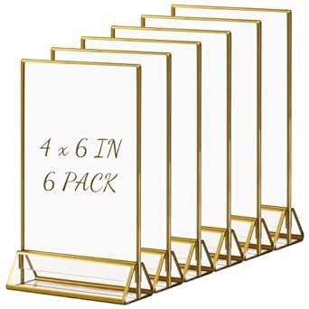 Clear Picture Frames, Wedding Table Menus, Wedding Table Number Holders, Acrylic Picture Frames, Acrylic Holders, Acrylic Signage, Golden Border, Menu Holders, Signing Table Wedding