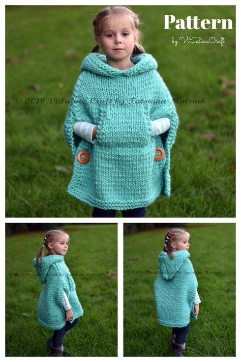 Ramble Poncho Free Pattern, Kids Poncho Pattern, Easy Poncho Knitting Pattern, Toddler Poncho, Poncho Knitting, Knitting Poncho, Girls Poncho, Baby Poncho, Kids Knitting Patterns