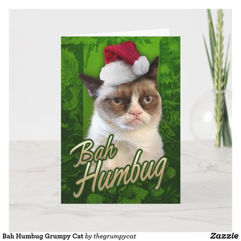 Bah Humbug Grumpy Cat Holiday Card Grumpy Cat Christmas, Cat Greeting Cards, Bah Humbug, Christmas Decorations For Kids, Merry Christmas Happy Holidays, Cat Holidays, Cat Merchandise, Super Cute Animals, Funny Christmas Cards