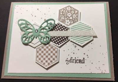 Shelley Bean Watercolor Wings, Hexagon Cards, Stamping Up Cards, Butterfly Cards, Punch Cards, Card Patterns, E Card, Cards For Friends, Big Shot