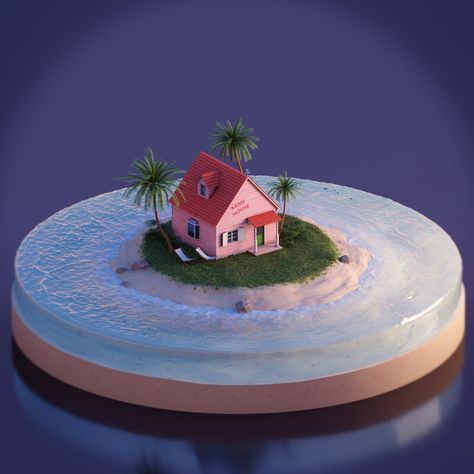 Kame House, Ghibli Diorama, Avatar Diorama, Stylized Diorama, Diarama Ideas Water, Funny Furniture, Z Warriors, Apple Iphone Accessories, Ball Drawing