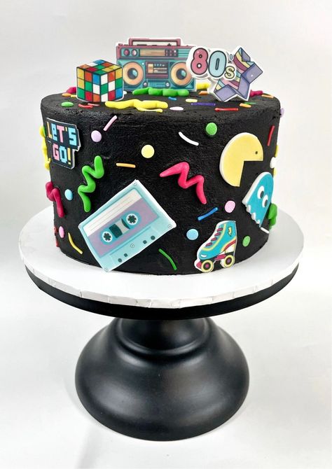 80s Theme Anniversary Party, 80s Theme Cake, 80s Themed Cake, Vegan Cake Mix, 80s Cake, 80s Birthday, 80s Birthday Parties, Cake At Home, Throwback Party