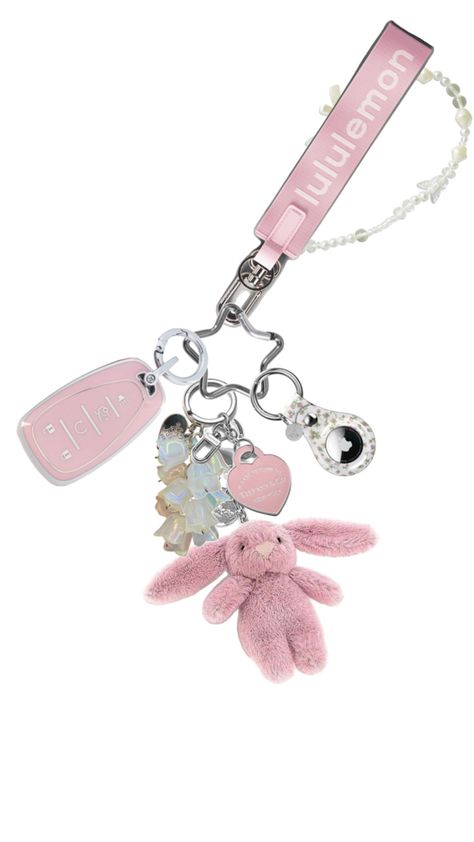 pink keychain lululemon dangly girly floral jellycat heart chevy key fob case bracelet car keys Lululemon Keychain Ideas, Pink Car Keys, Teen Girl Essentials, Cute Car Keys, Keychain Lululemon, Lulu Keychain, Cute Keychain Ideas, Wristlet Ideas, Lululemon Keychain