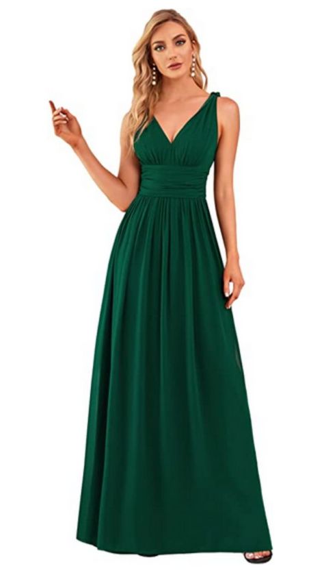 Sleeveless V-Neck Semi-Formal Maxi Evening Dress 09016 Green Semi Formal Dresses, Dark Green Bridesmaid, Olive Green Bridesmaid Dresses, Green Bridesmaid Dress, Dark Green Bridesmaid Dress, Womens Bridesmaid Dresses, Maxi Evening Dress, Long Cocktail Dress, Azazie Bridesmaid Dresses