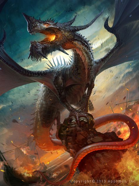 King Dragon regular by Cynic-pavel on deviantART Dragon King Character Design, Magical Fantasy Art, Black Dragon Art, Dragons Artwork, Scary Dragon, Dragon Fantasy Art, Wyvern Dragon, Tiamat Dragon, Fantasy Dragon Art