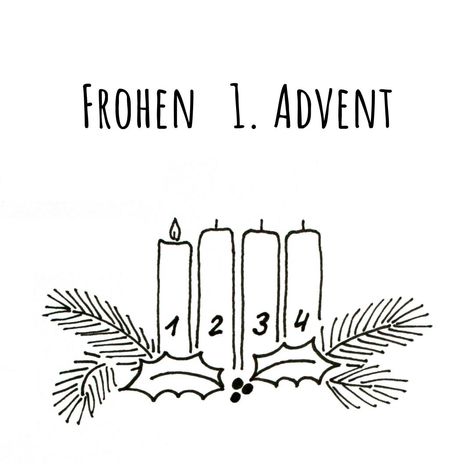 Frohen 1. Advent: Adventskranz gezeichnet mit einer Kerze Advent Drawing, Christmas Cover, Card Art, Line Drawing, Advent, Watercolor Paintings, Doodles, Ipad, Christmas Gifts