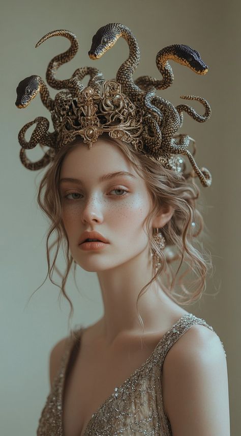 17 Medusa Hair Ideas: Spellbinding Halloween Hairstyles to Try This Year | LooksNiceOnMe Roman Costumes Womens, Hair Styles For Halloween Easy, Medusa Couples Halloween Costume, Halloween Costumes Women Medusa, Medusa Hair Diy, Modern Medusa Costume, Madussa Costumes, Medusa Crown Diy, Medusa Inspired Outfit