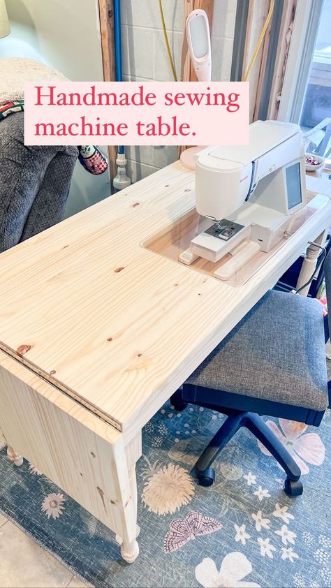 Drop Down Sewing Table, Craft Sewing Table Ideas, Sewing Machine Table Diy How To Make A, How To Make A Sewing Table, Sewing Tables Diy, Sewing Table Patterns, Dresser To Craft Table, Custom Sewing Table, Drop In Sewing Table