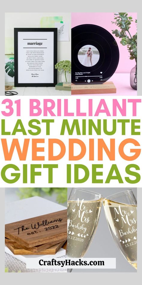 You can easily pick up a last minute wedding gift for your newlywed friends when you use this brilliant list of last minute wedding gifts. Every couple will love receiving any of these wonderfun wedding gift ideas. First Year Of Marriage Gift, Destination Wedding Gifts For Couple, Best Friends Wedding Gift, Cool Wedding Gifts For The Couple, Easy Wedding Gift Ideas, Wedding Gift Cricut, Wedding Gifts For Older Couples, Wedding Gift Ideas For Bride And Groom, Cricut Wedding Gift Ideas