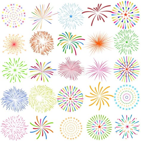 Fireworks Display for New year and all celebration vector illustration vector illustration Watercolor Fireworks, Canada Day Fireworks, How To Draw Fireworks, Fireworks Art, Kindergarten Art Projects, New Year Art, Fire Flower, Brand Color Palette, Fireworks Display