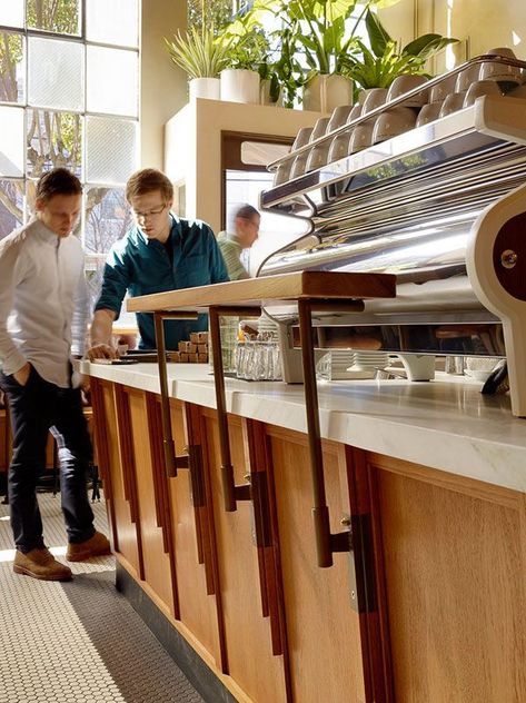 Boor_Bridges-Sightglass_2-0123 Bakery Interior, Joinery Details, Counter Design, Coffee Shop Design, Bar Counter, Prefab Homes, Restaurant Interior, Cafe Interior, Cafe Design