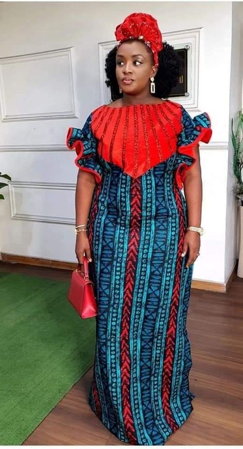 Simple Long Ankara Dresses, Latest Ankara Free Long Gown Styles, Ankara Free Gown Styles For Women, Latest Long Ankara Dress Styles, Long Ankara Dress Styles, Iro And Buba Styles Lace, Simple Dress Styles, Bubu Gown Styles, Long African Dresses